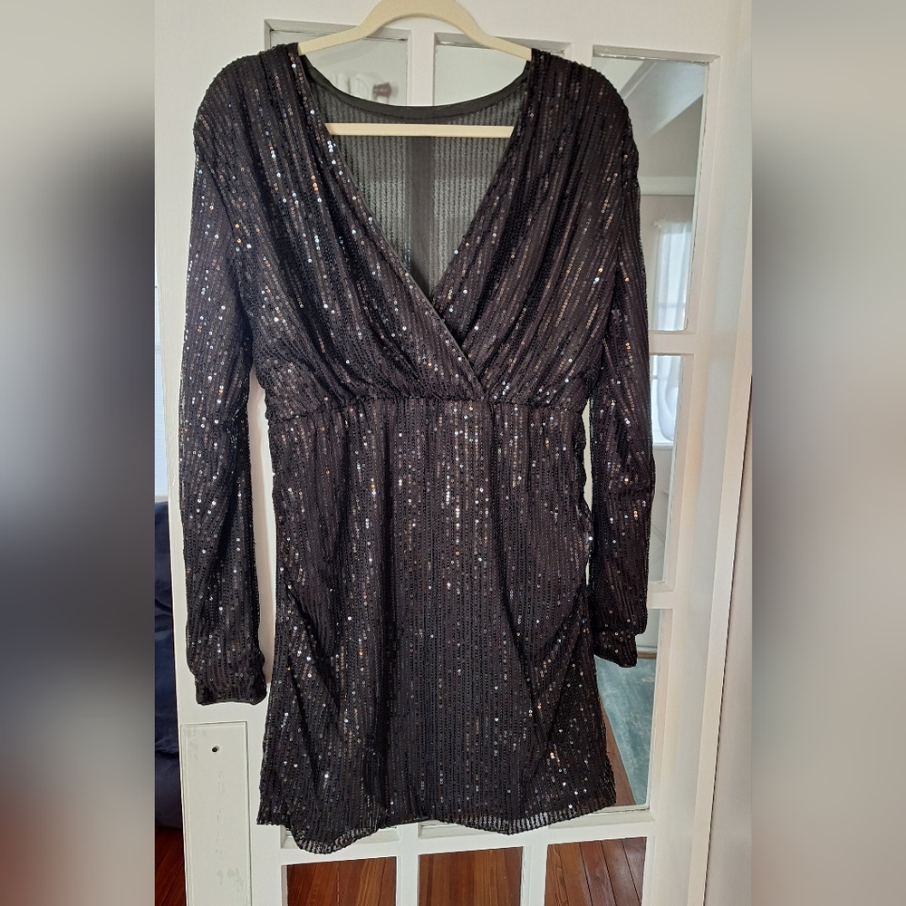 Little black dress, Sequined dress, party, New Year's Eve dress XL